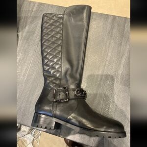 Elegant Black Quilted Knee High Boots